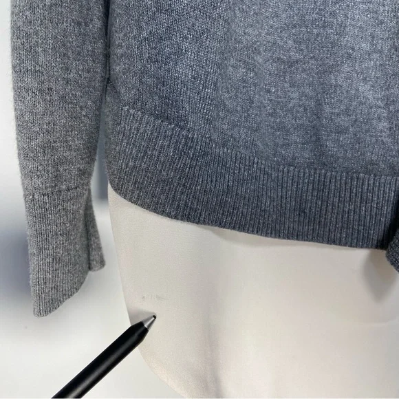 Loft Grey Sweater Layered Sheer White Lining Split Back Ruffle Preppy Clueless - Picture 7 of 9